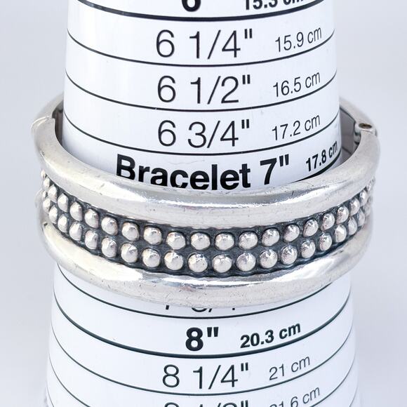 Estate Mexico Taxco TA-154 Sterling Silver 925 Beaded Clamper Bracelet 7.25” - Picture 6 of 9